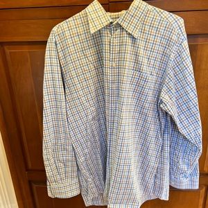 Nordstrom Men's Shirt Traditional Fit Long Sleeve Blue Plaid Size XL